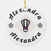 Personalisiert Badminton Anpassbare Snowflake Xmas Keramik Ornament (Hinten)