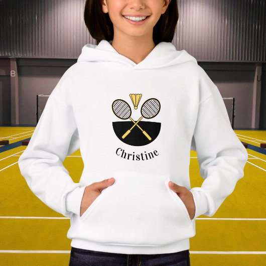 Personalisiert Badminton Rackets Birdie Yellow Bla Hoodie