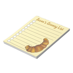 Personalisiert Baker Grocerliste Croissant Pastry Notizblock