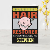 Personalisiert Baldies Hair Restorer. Funny Bald M Karte (Gelbe Blume)