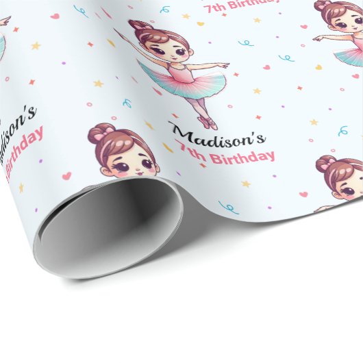 Personalisiert Ballerina Ballet Name Geburtstag Geschenkpapier (Rolleneckpunkt)