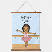 Personalisiert Ballerina Girl's Room Sign Hanging Wandteppich Mit Holzrahmen (Vorderseite)