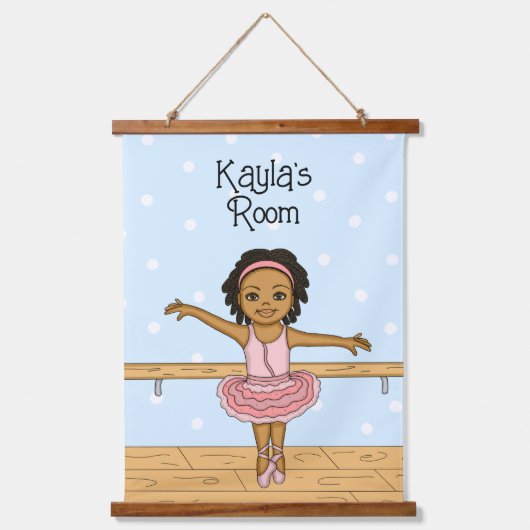 Personalisiert Ballerina Girl's Room Sign Hanging  Wandteppich Mit Holzrahmen (Vorderseite)