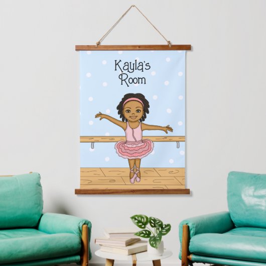 Personalisiert Ballerina Girl's Room Sign Hanging Wandteppich Mit Holzrahmen (Wohnzimmer)