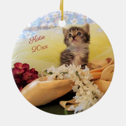 Personalisiert Ballerina Kitten Kate Keramik Ornament (Hinten)