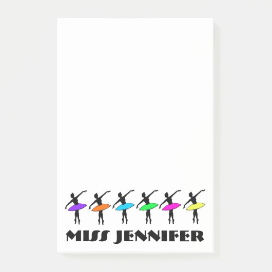 Personalisiert Ballet Tance Teacher Ballerina Poin Post-it Klebezettel (Vorderseite)