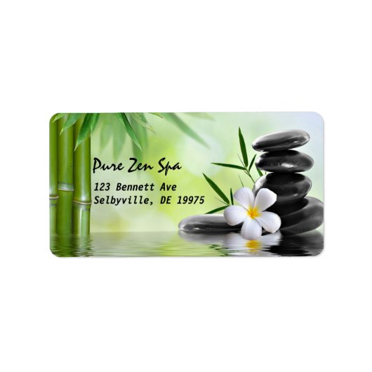 Personalisiert Bamboo Zen Stones Wasserplumeria Adressaufkleber (Vorne)