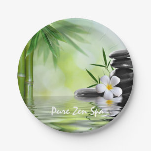 Personalisiert Bamboo Zen Stones Wasserplumeria Pappteller