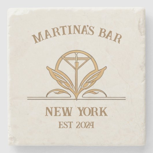 Personalisiert Bar signieren Martini Logo Individu Steinuntersetzer (Vorderseite)