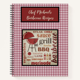 Personalisiert Barbecue Koch Red Gingham Karo Notizblock