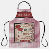 Personalisiert Barbecue Koch Red Gingham Karo Schürze (Vorderseite)