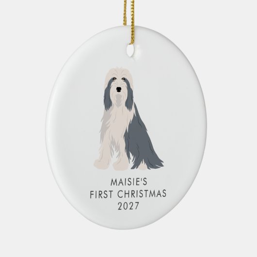Personalisiert Barted Collie Dog Erste Weihnachtsf Keramik Ornament (Rechts)