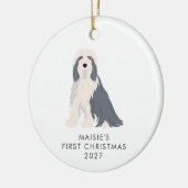 Personalisiert Barted Collie Dog Erste Weihnachtsf Keramik Ornament (Links)