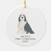 Personalisiert Barted Collie Dog Erste Weihnachtsf Keramik Ornament (Hinten)