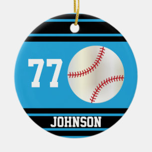 Personalisiert Baseball Baby Blue und Black Keramikornament