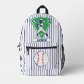 Personalisiert Baseball Batter Star blau Bedruckter Rucksack (Vorderseite)