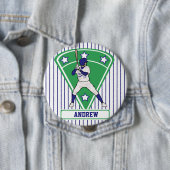 Personalisiert Baseball Batter Star Blue Button (Beispiel)