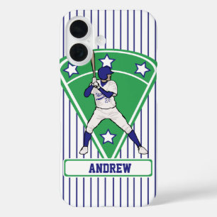 Personalisiert Baseball Batter Star Blue iPhone 16 Hülle