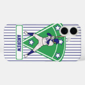 Personalisiert Baseball Batter Star Blue Case-Mate iPhone Hülle (Rückseite (Horizontal))