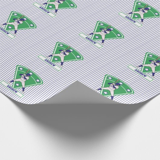 Personalisiert Baseball Batter Star Blue Geschenkpapier (Ecke)