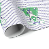 Personalisiert Baseball Batter Star Blue Geschenkpapier (Rolleneckpunkt)