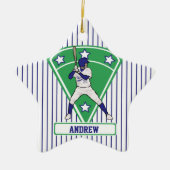 Personalisiert Baseball Batter Star Blue Keramikornament (Vorne)