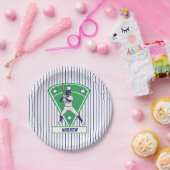 Personalisiert Baseball Batter Star Blue Pappteller (Party)