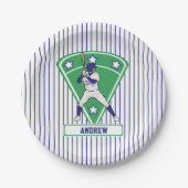 Personalisiert Baseball Batter Star Blue Pappteller (Vorderseite)