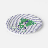 Personalisiert Baseball Batter Star Blue Pappteller (Schrägansicht)