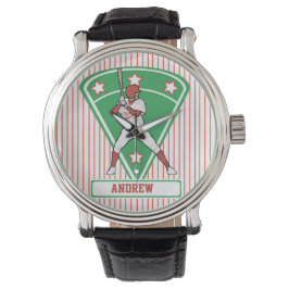 Personalisiert Baseball Batter Star Red Armbanduhr