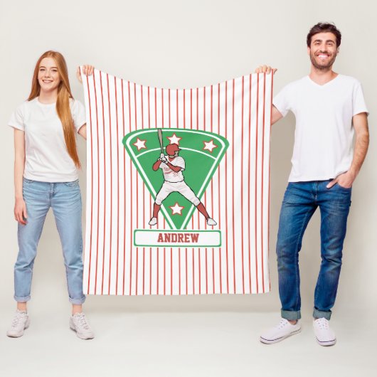 Personalisiert Baseball Batter Star Red Fleecedecke (Beispiel)