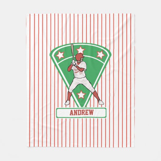 Personalisiert Baseball Batter Star Red Fleecedecke (Vorderseite)