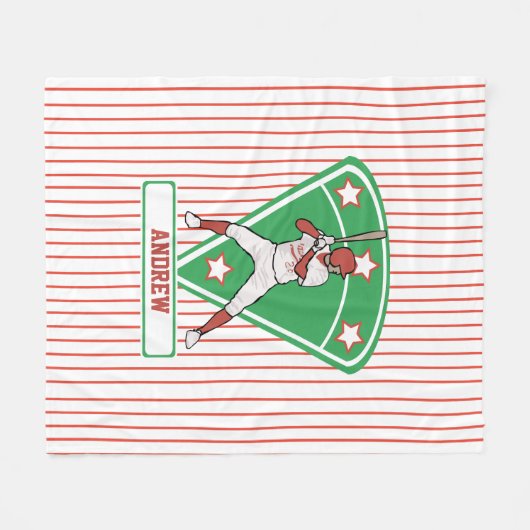 Personalisiert Baseball Batter Star Red Fleecedecke (Vorderseite (Horizontal))