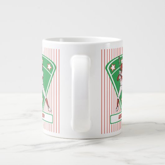 Personalisiert Baseball Batter Star Red Jumbo-Tasse (Rückseite)