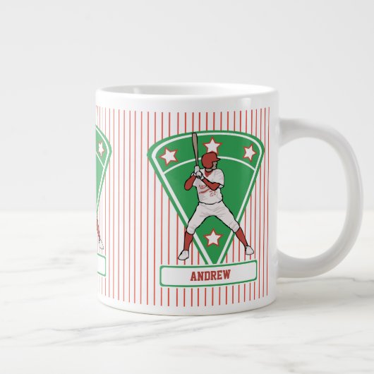 Personalisiert Baseball Batter Star Red Jumbo-Tasse (Rechts)