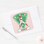 Personalisiert Baseball Batter Star Red Quadratischer Aufkleber (Umschlag)