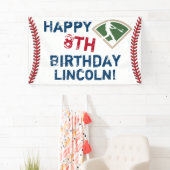 Personalisiert Baseball Happy Birthday Banner (Insitu)