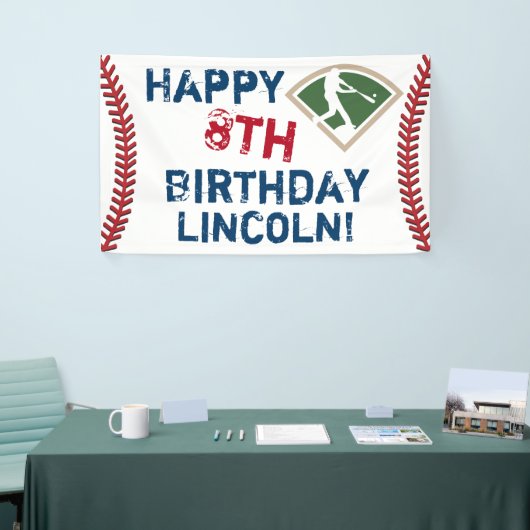 Personalisiert Baseball Happy Birthday Banner (Messeveranstaltung)