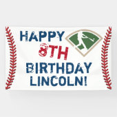 Personalisiert Baseball Happy Birthday Banner (Horizontal)
