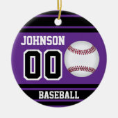 Personalisiert Baseball | Lila und schwarz Keramik Ornament (Vorne)