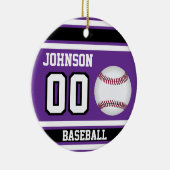 Personalisiert Baseball | Lila, weiß und schwarz Keramik Ornament (Rechts)