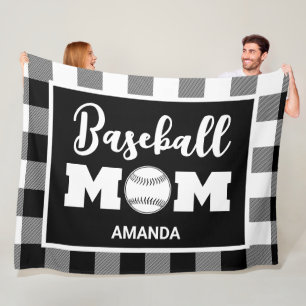 Personalisiert Baseball-Mama Name Black Gingham Ka Fleecedecke