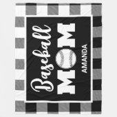 Personalisiert Baseball-Mama Name Black Gingham Ka Fleecedecke (Vorderseite)