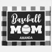 Personalisiert Baseball-Mama Name Black Gingham Ka Fleecedecke (Vorderseite (Horizontal))