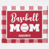 Personalisiert Baseball-Mama Name Red Gingham Kari Fleecedecke (Vorderseite (Horizontal))