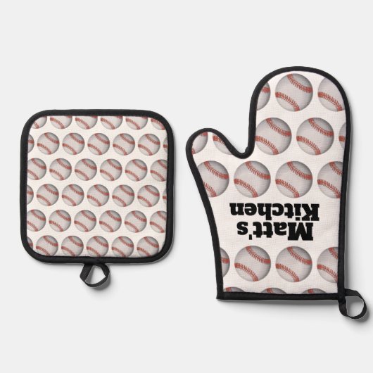 Personalisiert Baseball Ofenhandschuh & Topflappen-Set (Vorderseite)