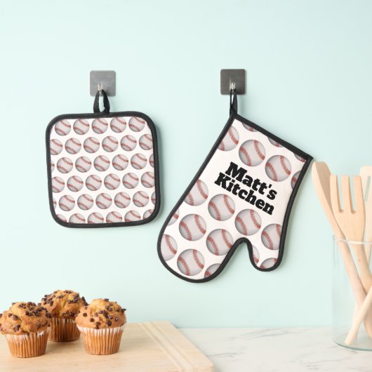 Personalisiert Baseball Ofenhandschuh & Topflappen-Set (Insitu (Hängend))