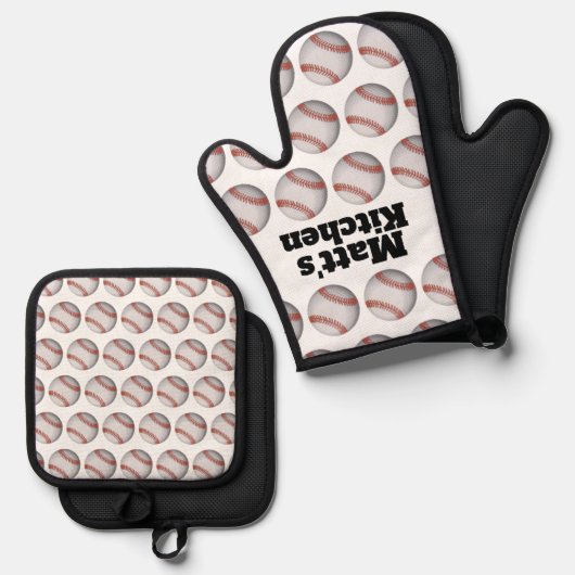 Personalisiert Baseball Ofenhandschuh & Topflappen-Set (Vorderseite/Rückseite)