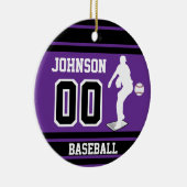 Personalisiert Baseball Pitcher | LILA Keramik Ornament (Rechts)