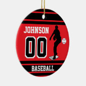 Personalisiert Baseball Pitcher | Rot und Schwarz Keramik Ornament (Rechts)